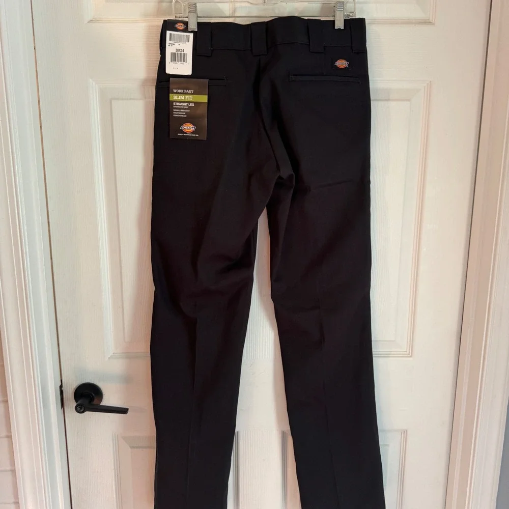 Dickies Work Pant Mens 30x34 Black Slim Fit Straight Leg WP873BK NWT